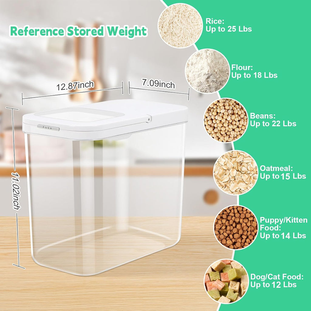 Dog Cat Food Storage Container 12Lbs with Airtight Flip-up Lid, Large Pet Food Dog Treat Container with Scoop