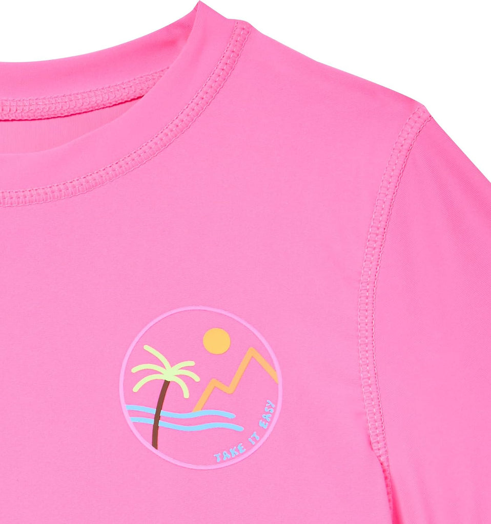 Girls' Swim UPF 50+ Short Sleeve Sun Tee Rash Guard Shirt