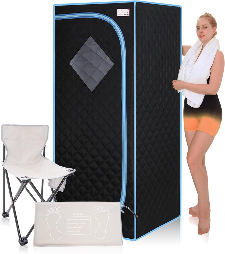 Portable Infrared Sauna for Home Spa, Full Size 1 Person Sauna, Full Size Far Infrared Sauna Tent, with Heating Foot Pad, Portable Chair, (L29.1 x W29.1 x H66.5, Black) A129-B0DB4XNCJN