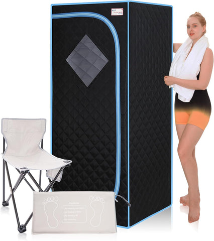Portable Infrared Sauna for Home Spa, Full Size 1 Person Sauna, Full Size Far Infrared Sauna Tent, with Heating Foot Pad, Portable Chair, (L29.1 x W29.1 x H66.5, Black) A129-B0DB4XNCJN