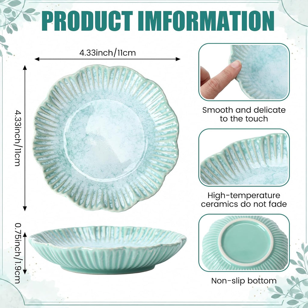Ceramic Jewelry Dish Bulk Trinket Jewelry Tray Lotus Leaf Small Ring Dish Organizer for Necklace Earrings Rings - Set of 8