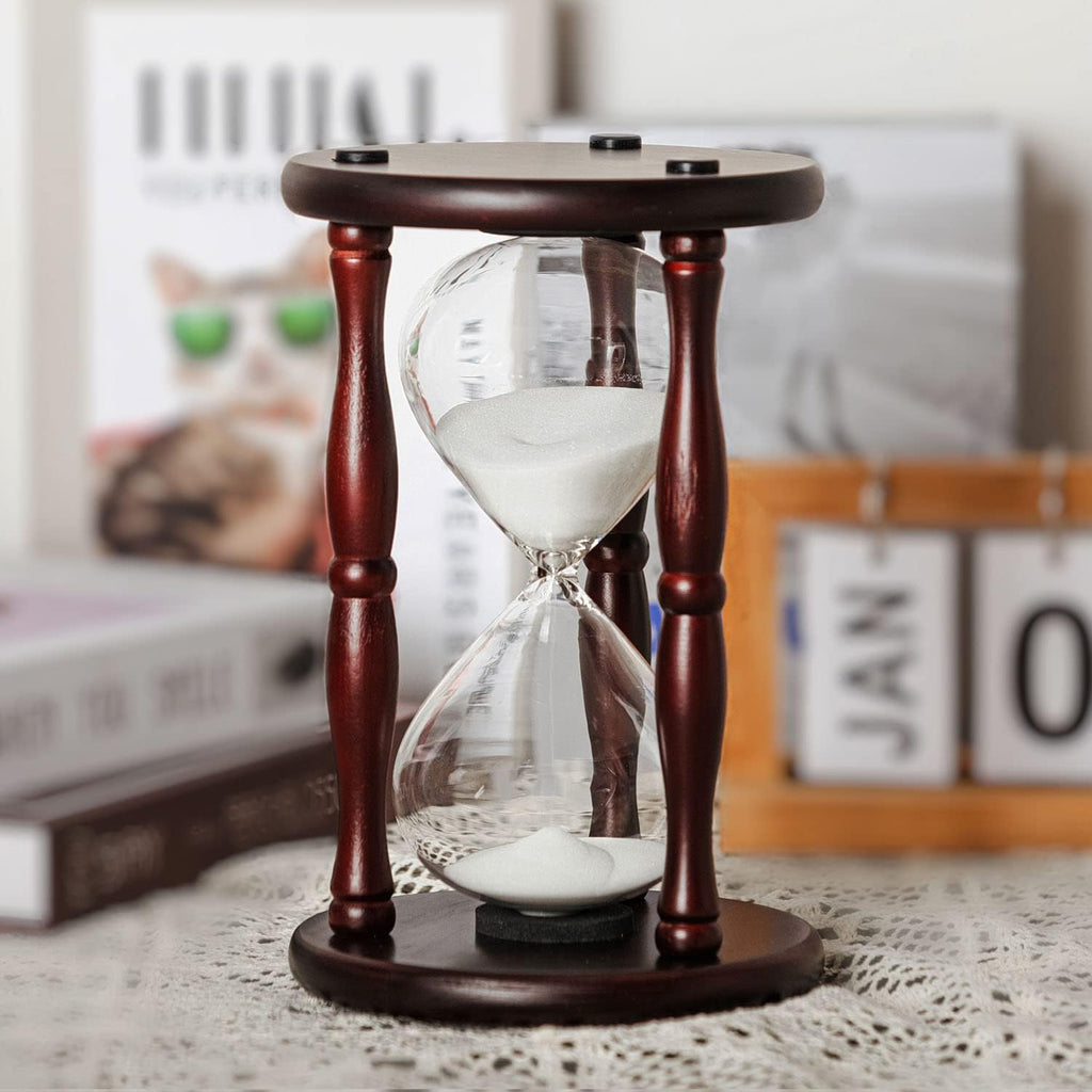 Large Hourglass Timer 60 Minute, Decorative Wood Sand Timer, White