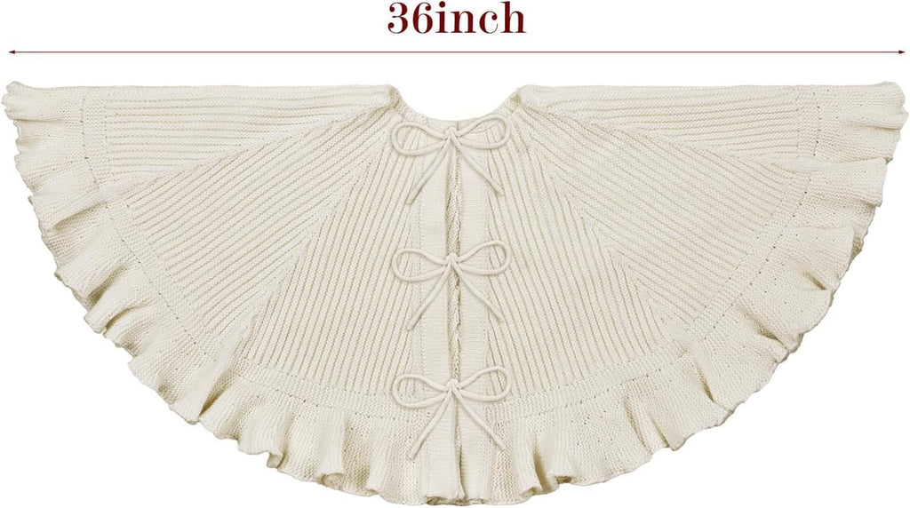 Knit Christmas Tree Skirts, Neutral Tree Skirt, Cozy Christmas Decorations