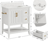 30" Bathroom Vanity with Sink, Bathroom Cabinet with 2 Drawers & Open Shelf for Guest Baths Master Suites or Rental Units, Industrial White A133-B0FJD7VNS5
