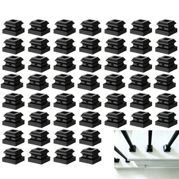 50 Pcs Baluster Shoes Stair Flat Shoe with Screw and Wrench, Suitable 1/2" Square Iron Balusters Basket Twist Knuckle