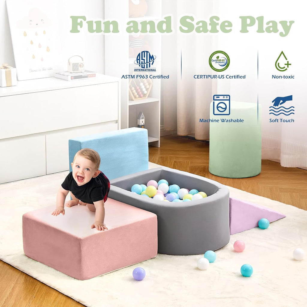 Climbing Toys for Toddlers, Foam Climbing Blocks and Ball Pit for Baby, Piece Soft Toddlers Climbing Toys,Climbing
