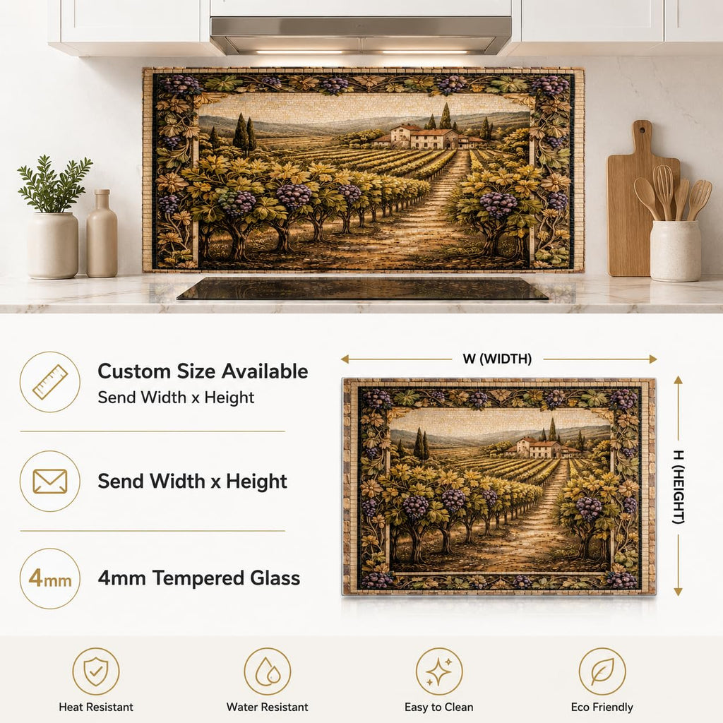 Tempered Glass Backsplash, Mosaic Look Grape Glass Backsplash, Backsplash Wall, Art Kitchen Backsplash, Easy to
