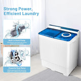 Washing Machine Semi-automatic, Twin Tub Washer with Spin Dryer, 26lbs Capacity, Built-in Drain Pump, Portable Laundry