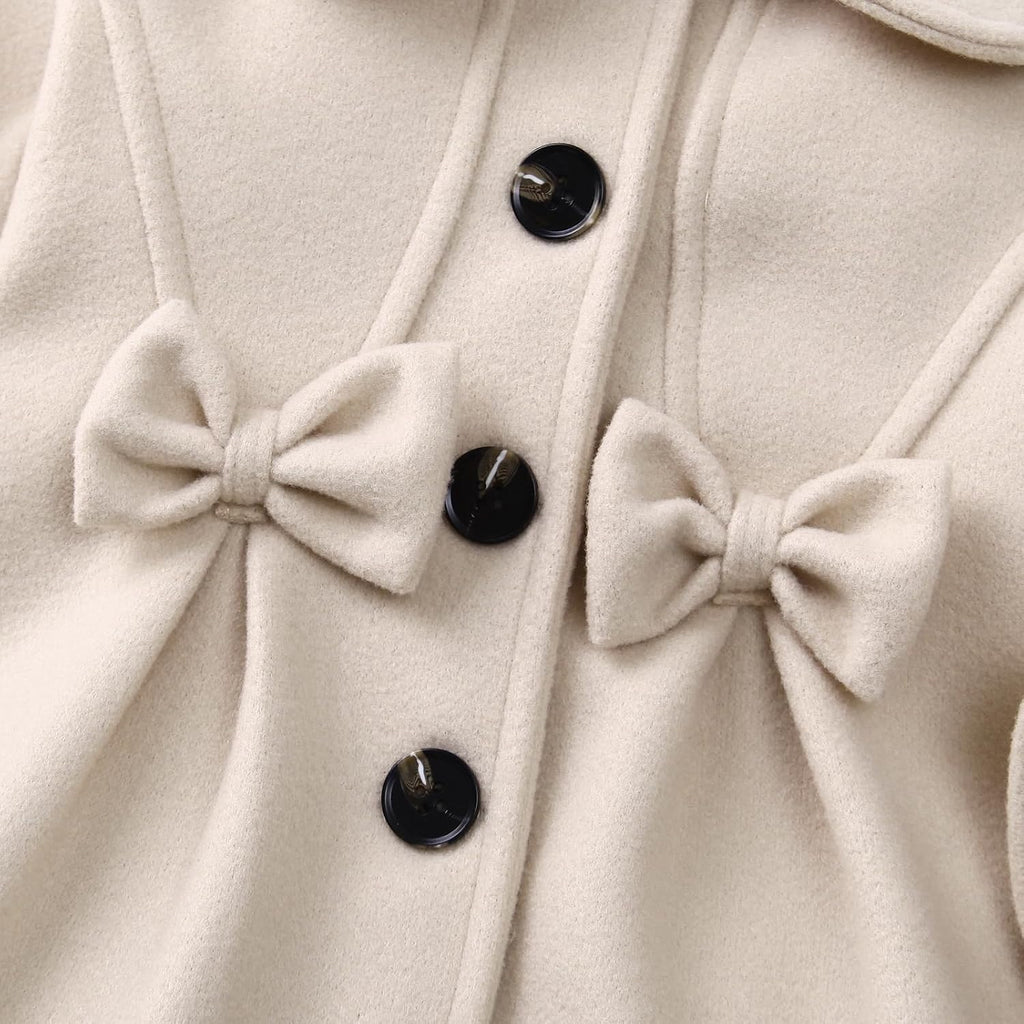 Toddler Baby Girls Dress Coat Kids Wool Blend Long Sleeve Buttons Jacket Fall Winter Outerwear Clothes