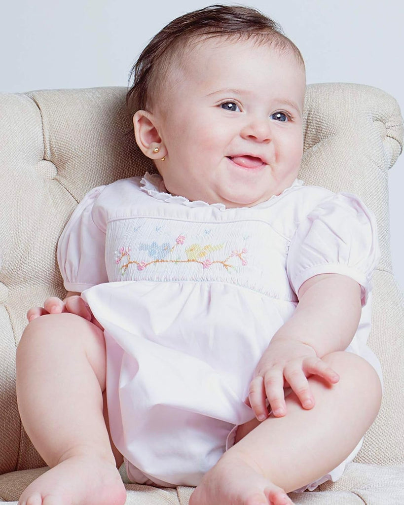 Baby Girl Hand Smocked Classic Bubble - Pink Spring