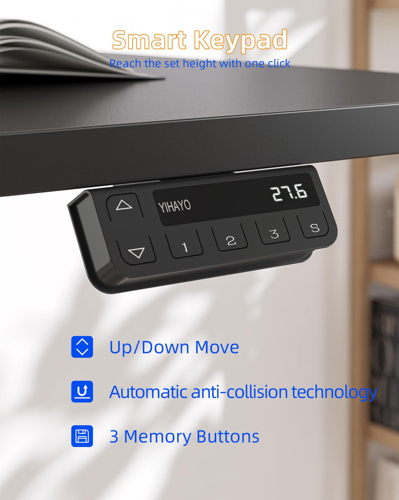 Electric Standing Desk, 55 x 24 Inches Stand Up Desk with Splice Board, Adjustable Height Desk, Computer Desk, Black