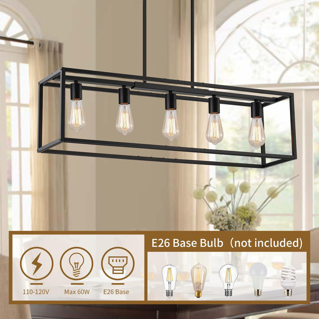 Dining Room Light Fixture,Black Farmhouse Kitchen Island Lighting,Rustic Pendant Light Over Table