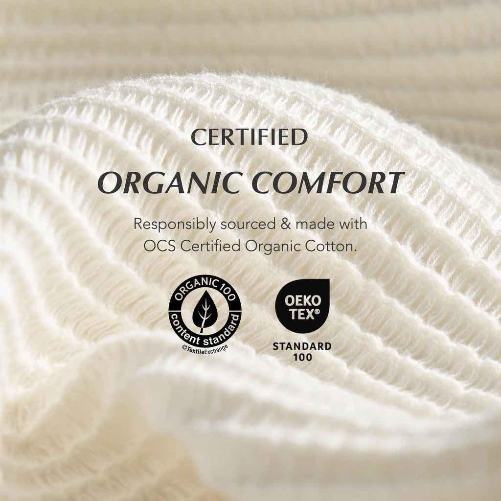 100% Organic Cotton Waffle Throw Blanket, Ivory White, 60"x80"