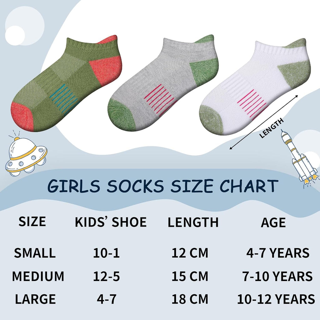 Girls Socks Ankle Athletic Socks For Kids Old Short Socks With Cushioned Sole 8 Pairs