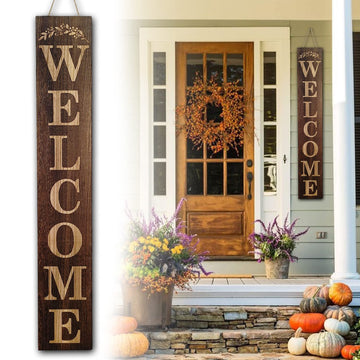 Welcome Sign for Front Door 47 Inch Tall Wood Welcome Sign for Front Porch Standing, Letters Table Wall Hanging