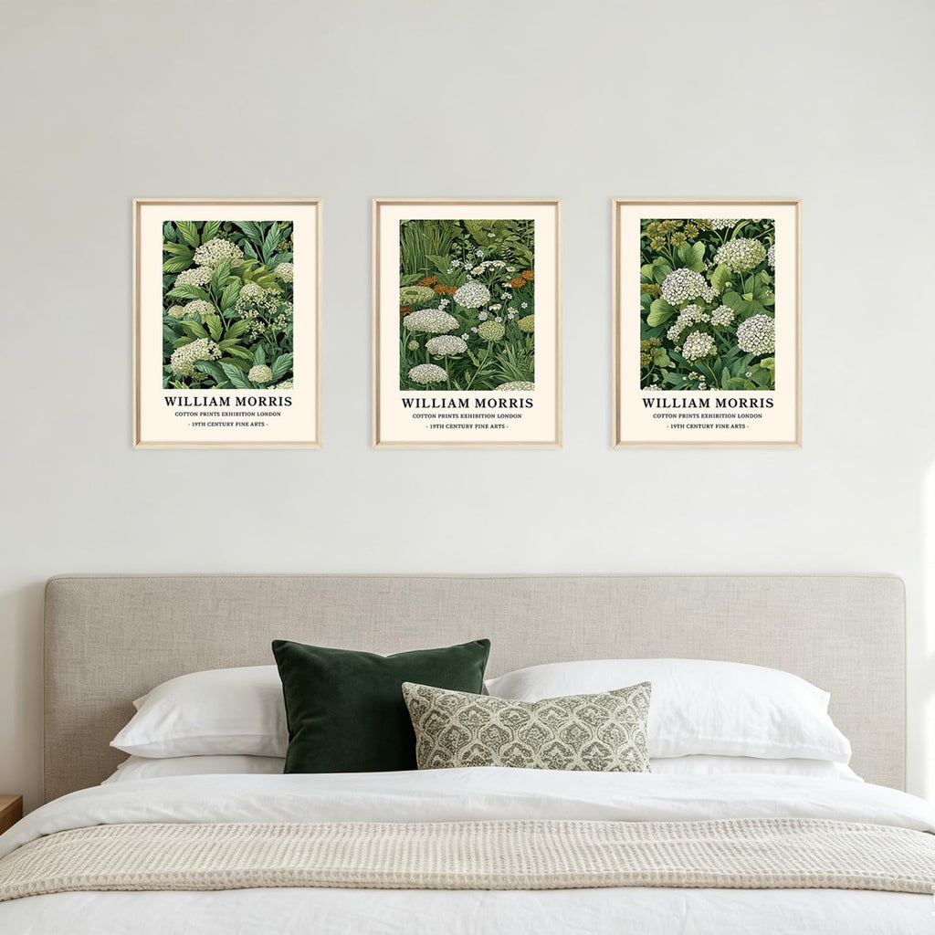 William Morris Sage Green Floral Framed Canvas Wall Art-12"x16"x3