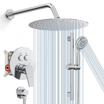 10" Shower Faucet Set with Shower Slide Bar,Polished Chrome
