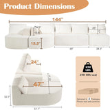 144" Sectional Couches for Living Room, Comfy U-Shaped Cloud Couch with Chaise Lounge, Modern Deep Seat Boneless Sofa