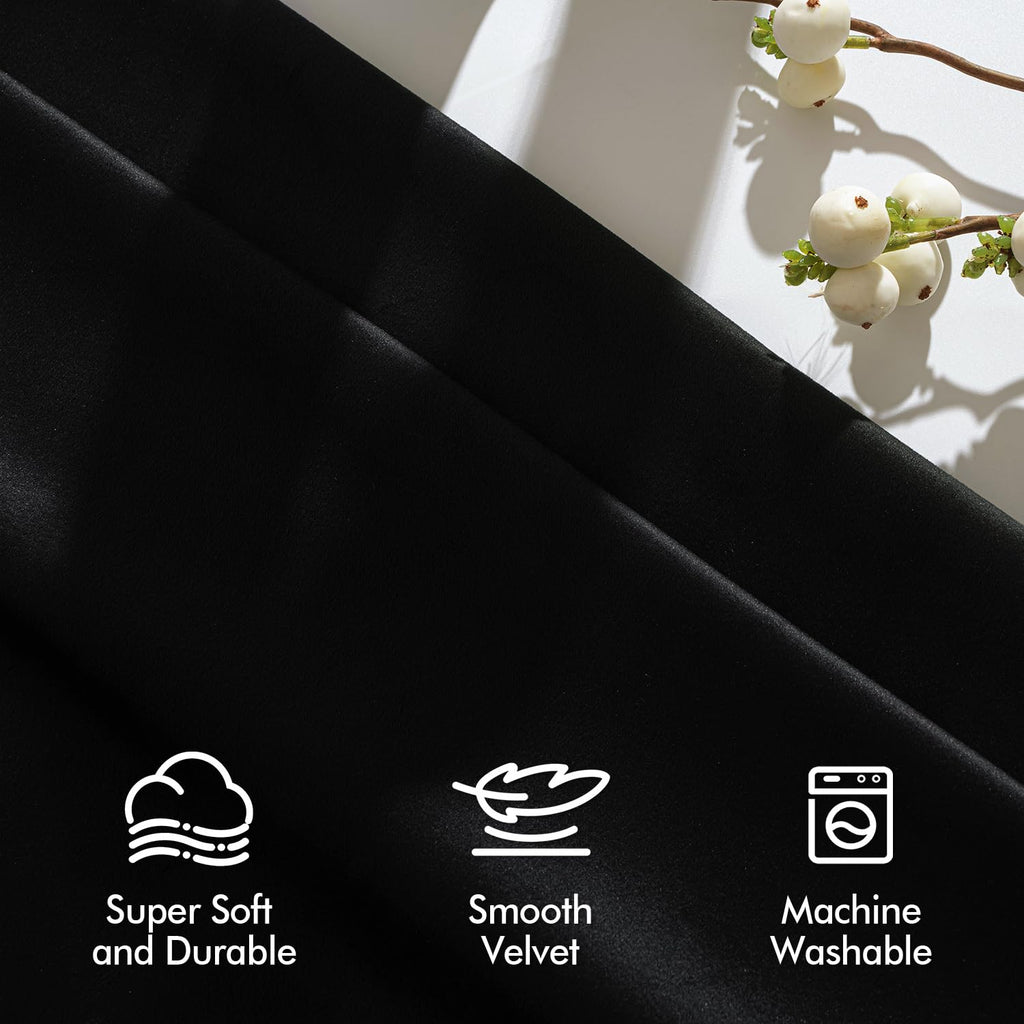 Black Velvet Blackout Curtains 84 Inch Long 2 Panels, W40 x L84