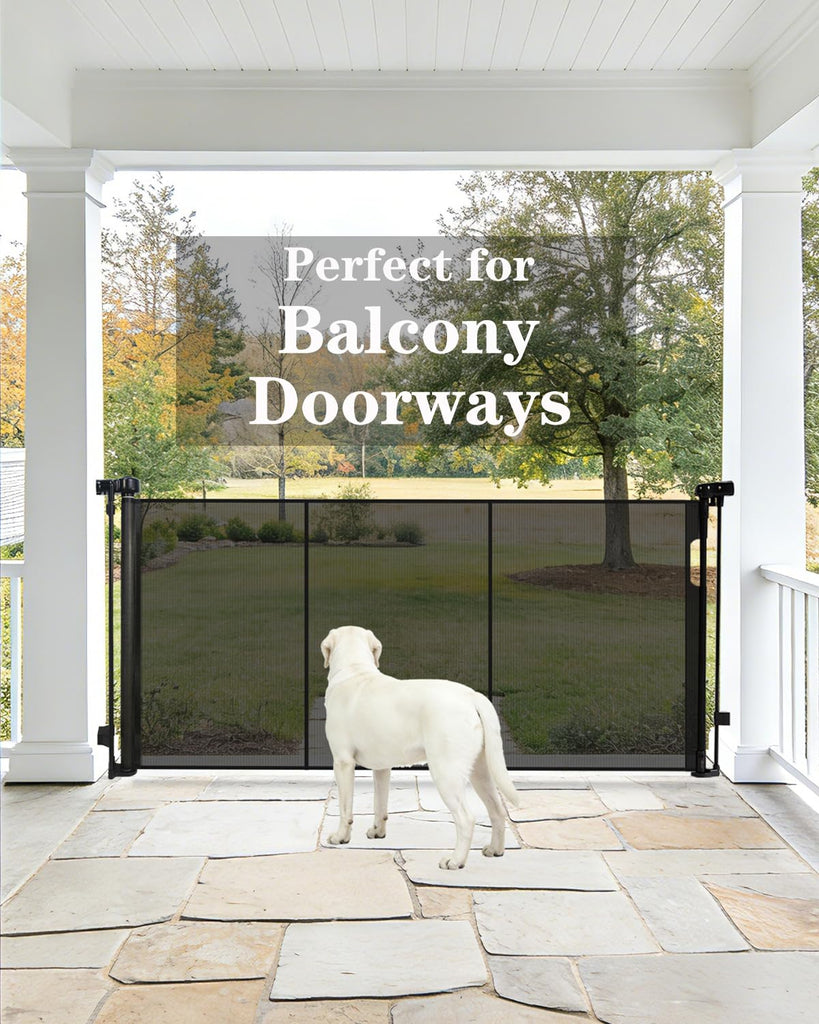 80" Wide Retractable Baby Gate for Stairs, 42" Extra Tall Retractable Dog Pet Gate with Support Rods, Mesh Screen