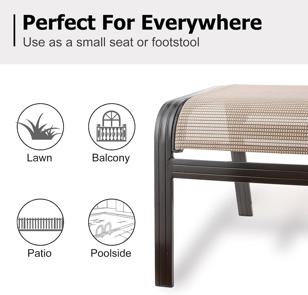 Summerville Outdoor Ottomans Textliene Patio Furniture Small Seating Furniture Aluminum Metal Footstools for Rest Set