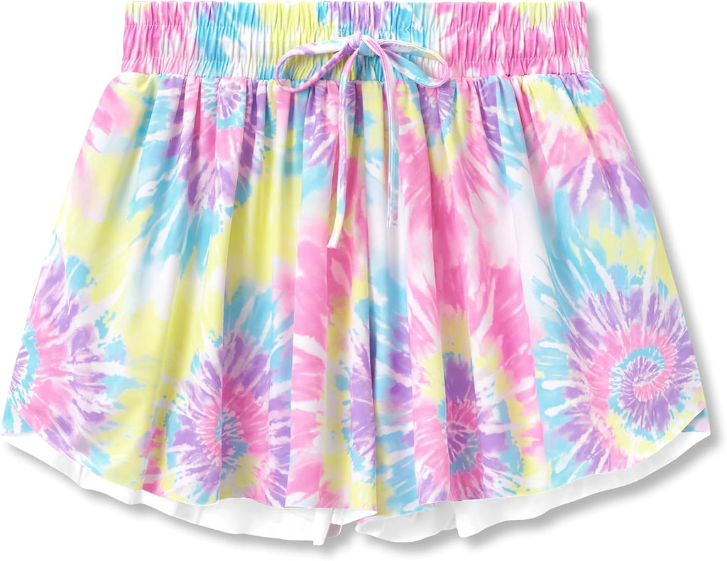 Girls in-1 Flowy Athletic Skort Drawstring Liner Pocket