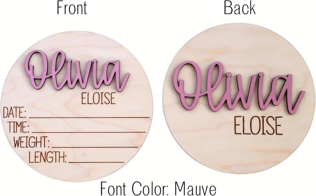 Double-Sided Baby Birth Announcement Sign, Personalized Baby Name Sign for Hospital, Wooden Newborn Photo Prop, Baby