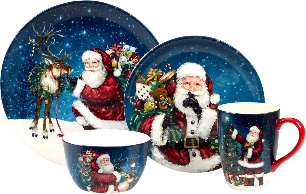Santa's Secret Piece Holiday Dinnerware Set, Service for Celebrate the magic of Christmas with Santa