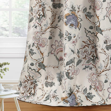 Blackout Curtains 96 Inch Length 2 Panels Set Floral Print Curtain Drapes for Living Room Thermal Insulated Grommet
