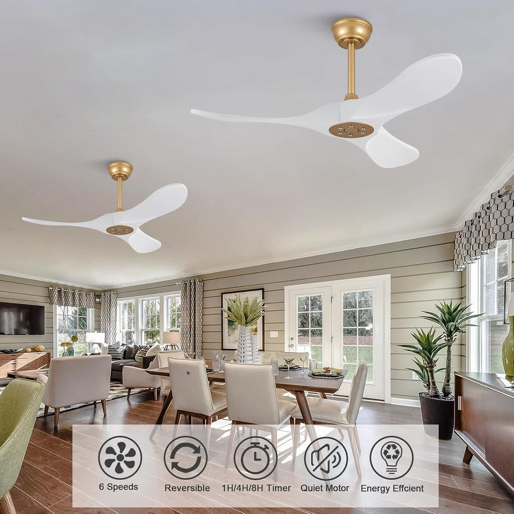 Inspired Maverick Style 42 Inch Solid Wood Ceiling Fan with Remote,White and Gold, no Light, 6 Speeds, Reversible DC Motor, Modern Ceiling Fans Without Lights for Outdoor Indoor Bedroom Farmhouse,Patios A101-B0DGXV4NBQ