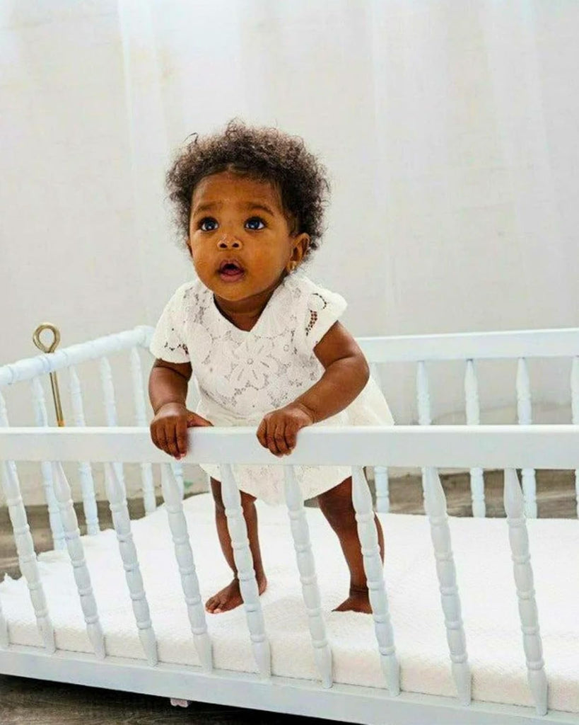 Special Occasion Baby Girl Bubble Romper Christening Outfit - Elegant Waist