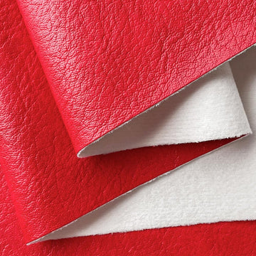 Red Faux Leather Fabric by Separated Yard, for Crafts, Soft Grain Upholstery Fabric, 36"x54"