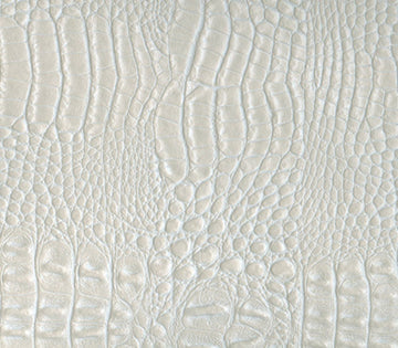 Vinyl Fabric Crocodile Gator Fake Leather Upholstery 54" Wide Sold By The Yard (Pearl White)