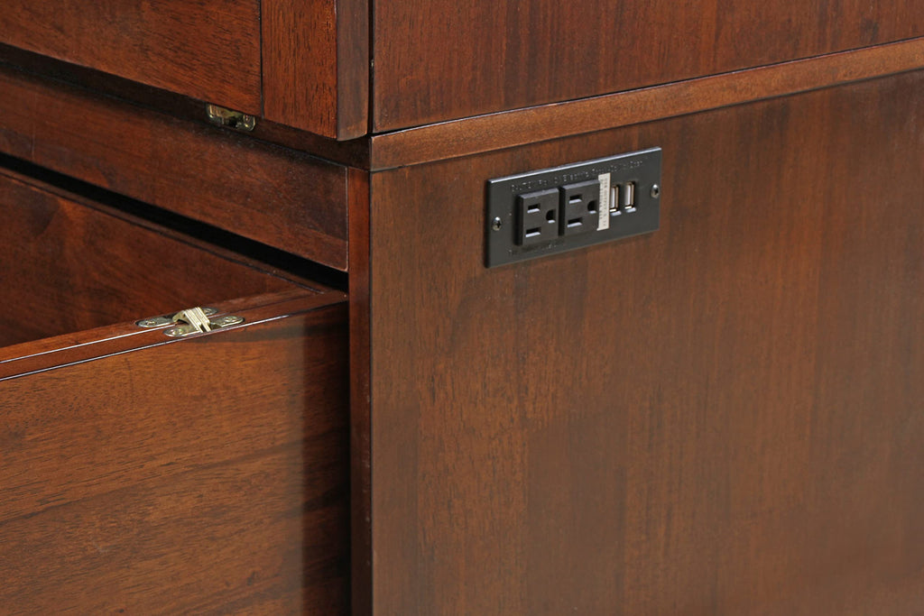 Murphybedz Tuscany Murphy Cabinet Chest Bed with Charging Station 6 Inch (Tobacco, Queen)