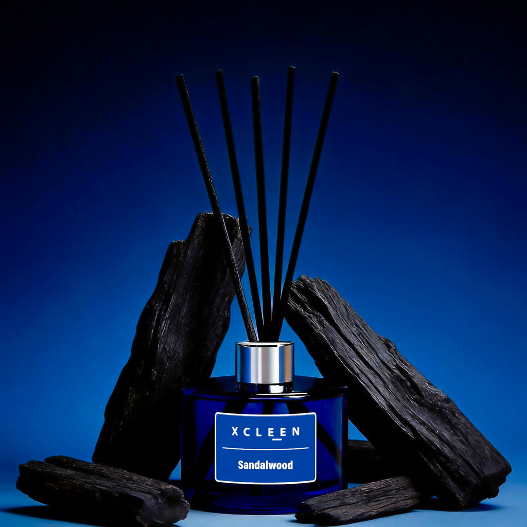 Reed Diffuser Set, 6.7 fl oz Sandalwood Scented Oil Diffuser with Sticks, Reed Diffusers Bathroom Shelf Decor