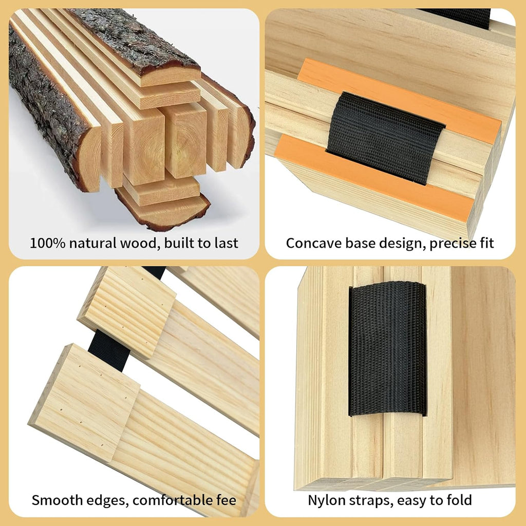 Tatami Mat Floor Bed, Knotless Solid Wood, Roll-Up Slatted, Bed Plate with 2 Storage Straps, Moisture-Proof and