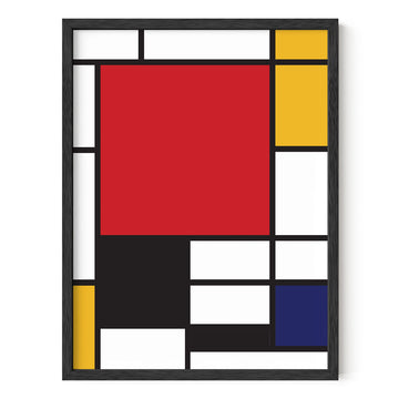 Geometric Wall Art - Piet Mondrian Modern Print, Red and Yellow Painting, Abstract Yellow and Blue Poster, and