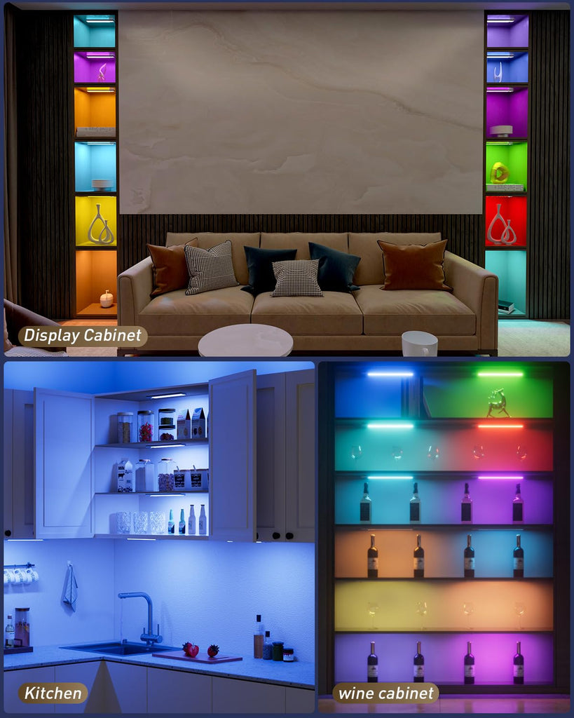 Under Cabinet Lighting, 96-LED RGB Under Counter Lights, 6 Pack