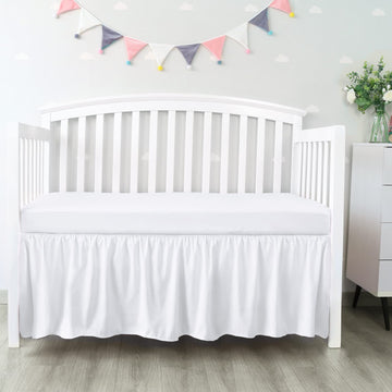 Crib Bed Skirt 14" Drop, Fits 28"x52" Crib, Adjustable, White