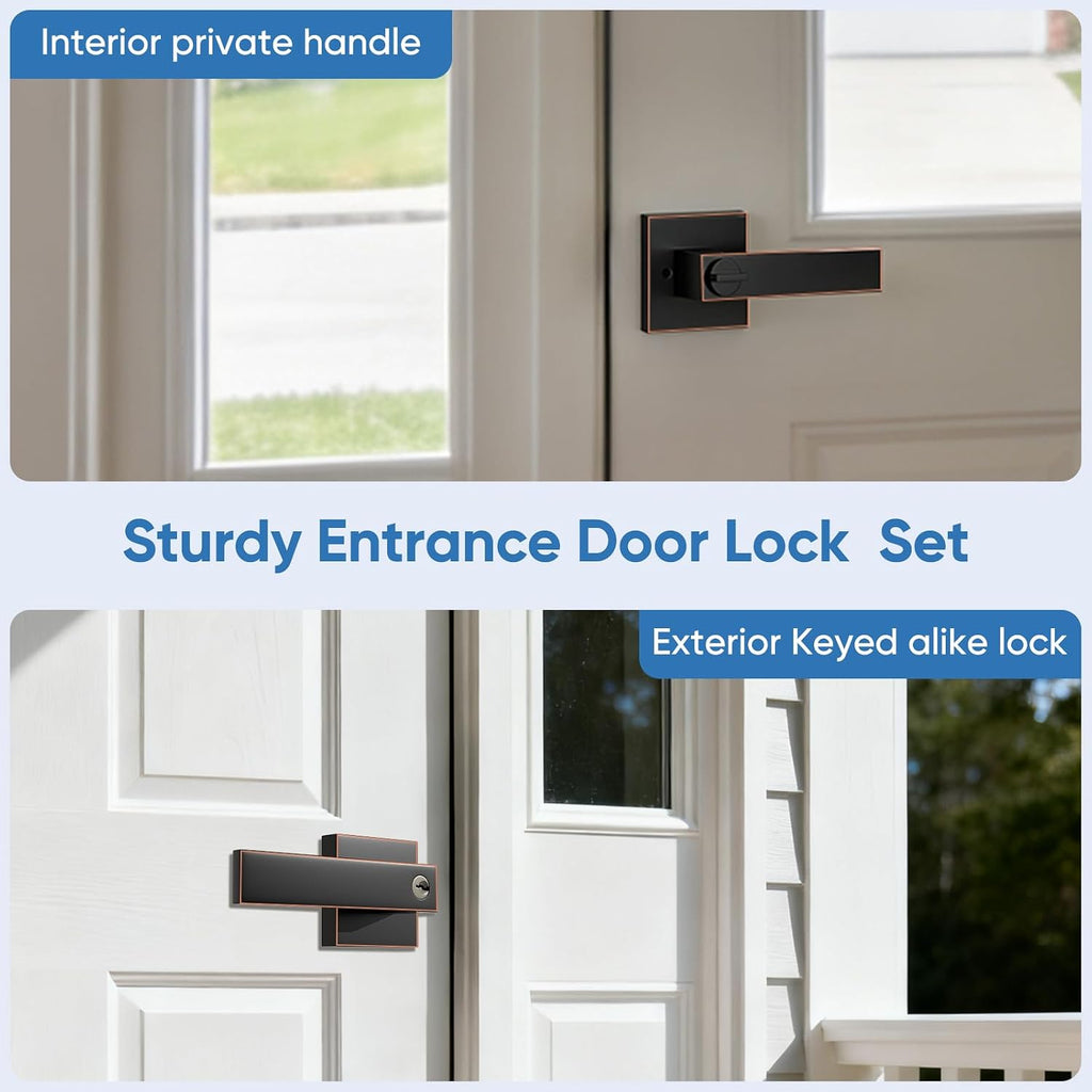 Exterior Door Handle, Front Door Locks with Key, Keyed Alike Door Lock Set and Rental, Exterior Door Knob for Entry
