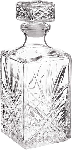 Selecta Collection Whiskey Decanter - Sophisticated 33.75oz Diamond Decanter With Starburst Detailing - For Whiskey