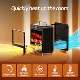 1500W Portable Electric Fireplace Space Heater with Realistic 3D Flame, Touch & Remote Control, 3 Heating Modes