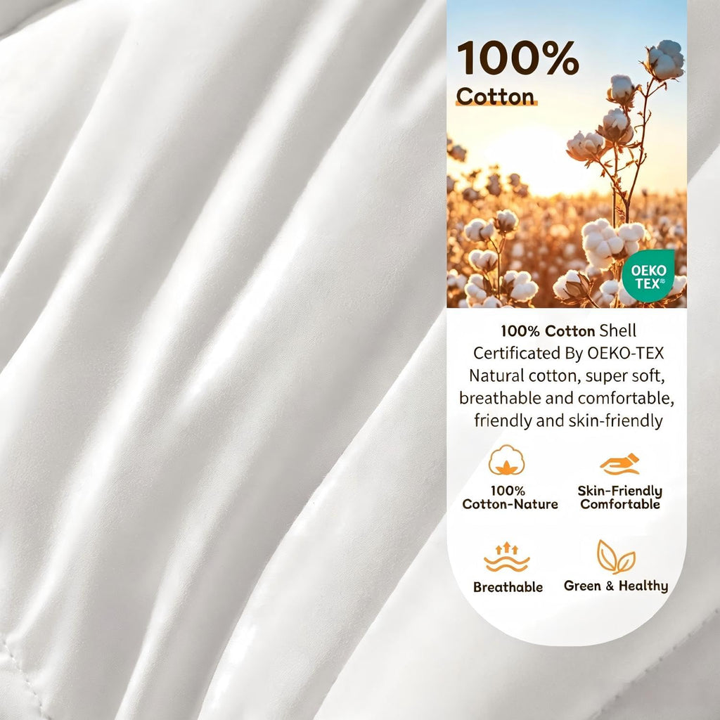 Goose Feather Down Comforter Queen Size, 100% Cotton Cover