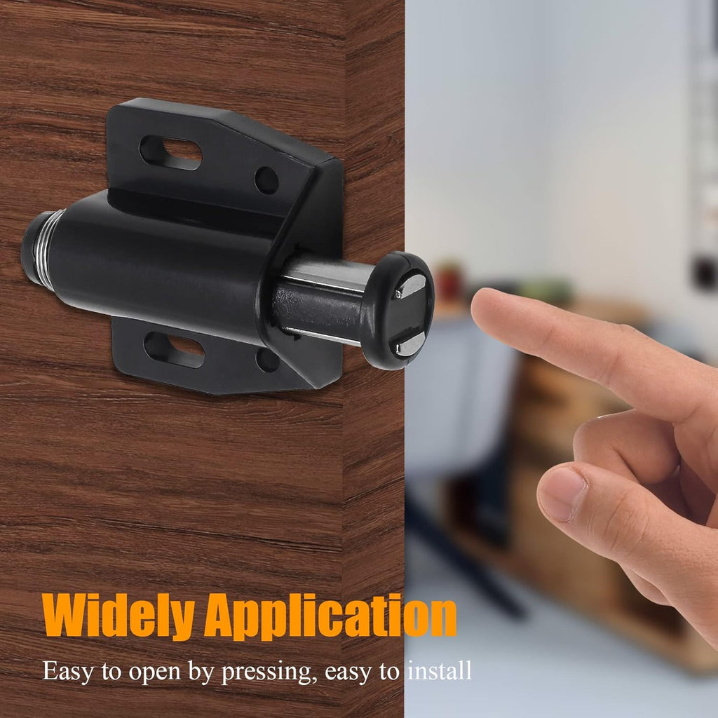 8 PCS Magnetic Touch Latch, Black Push Open Cabinet Door Latches and Catches Magnetic Pressure Touch Release with Screws