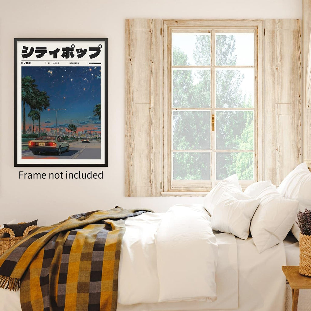 Vintage Japanese Canvas Wall Art 90s Vaporwave Aesthetic Prints Asian Music Posters Modern Ukiyo-e Decor Artwork