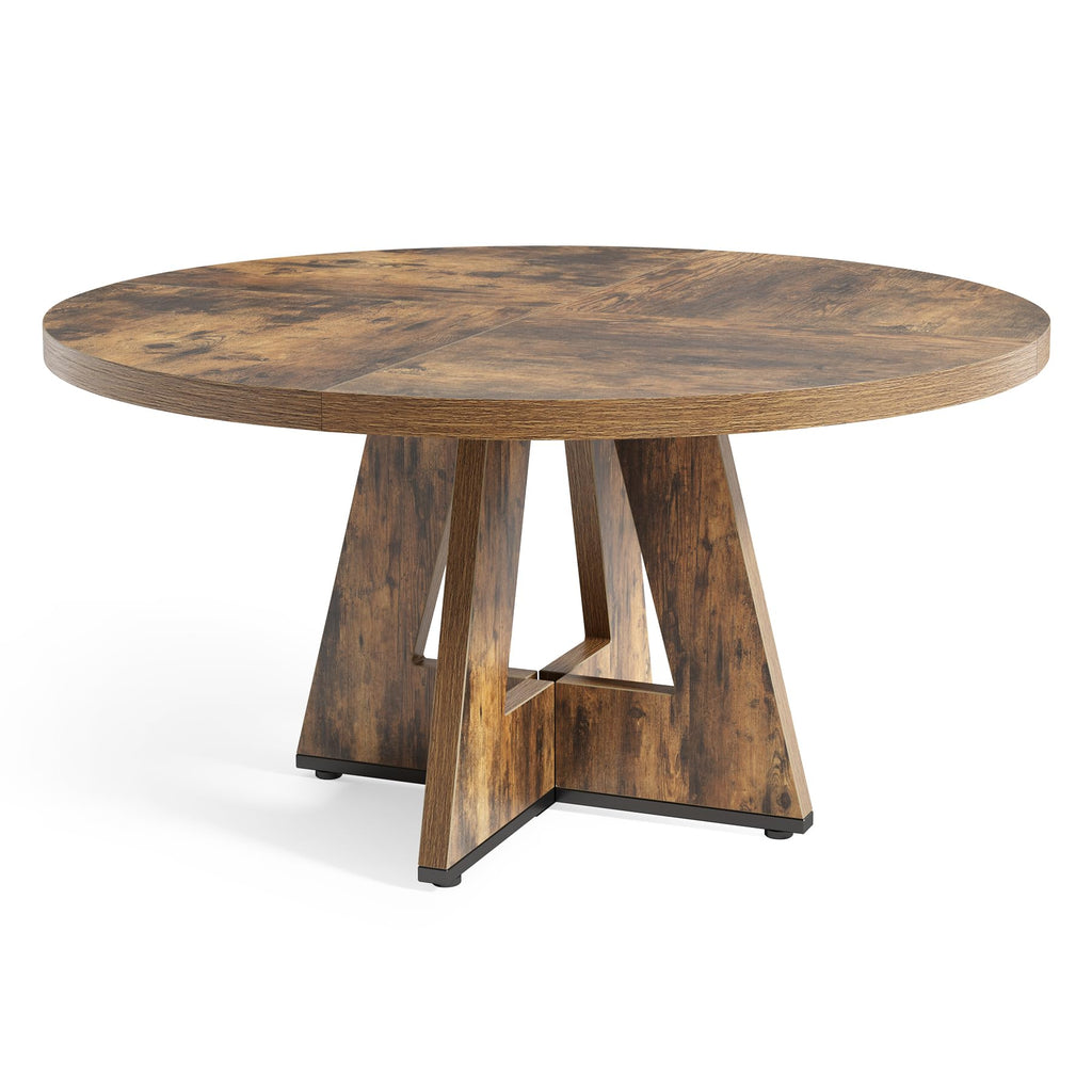 Round Dining Table for 4-6 People, 47 Inches Dining Room Table with Wooden Pedestal Base, Circle Kitchen Tables