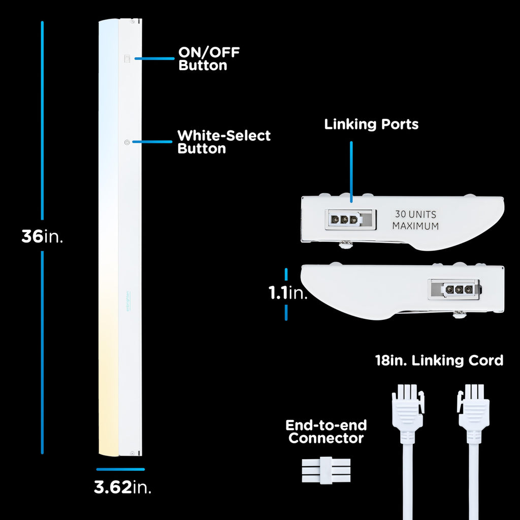 36 Inch Hardwired Under Cabinet Light with 5 Color Temperatures