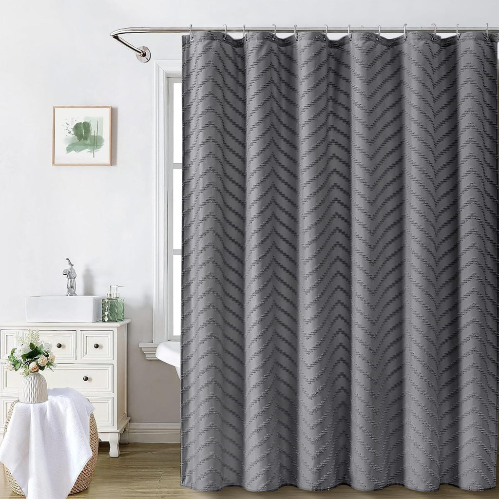 Grey Boho Fabric Shower Curtain 72 x 84 Inches