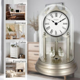 9" Genevieve Mantel Clock with Revolving Pendulum, 50th Anniversary Clock Glass Dome, Wedding Gifts