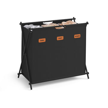 Laundry Hamper, 35.6 Gal. 3 Sections, Collapsible X-Frame